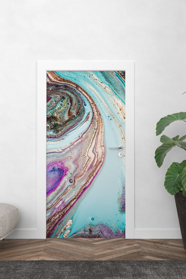 Soyut Mermer Dokulu Dekoratif Kapı Giydirme 9878