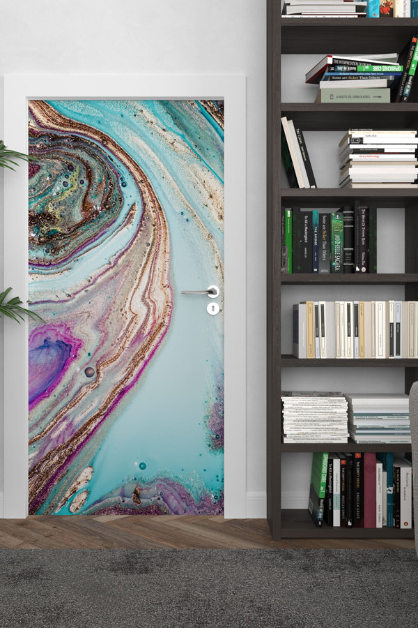 Soyut Mermer Dokulu Dekoratif Kapı Giydirme 9878