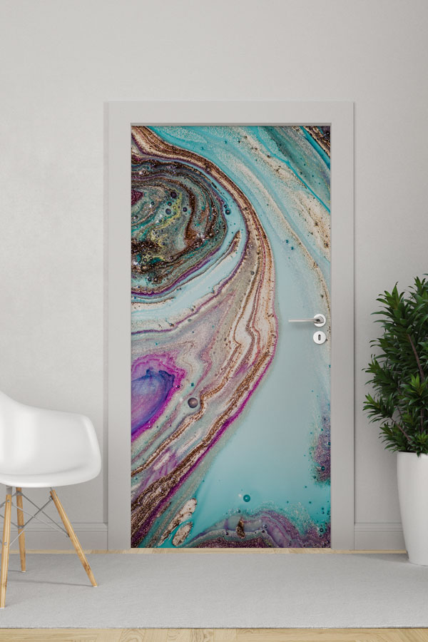 Soyut Mermer Dokulu Dekoratif Kapı Giydirme 9878