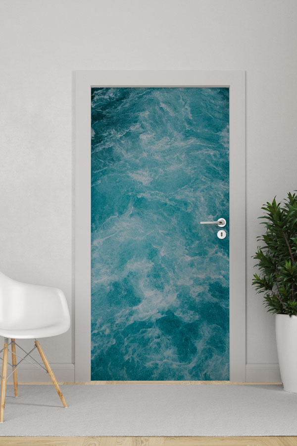 Turkuaz Dalga Dokulu Deniz Görünümlü Kapı Giydirme 9500