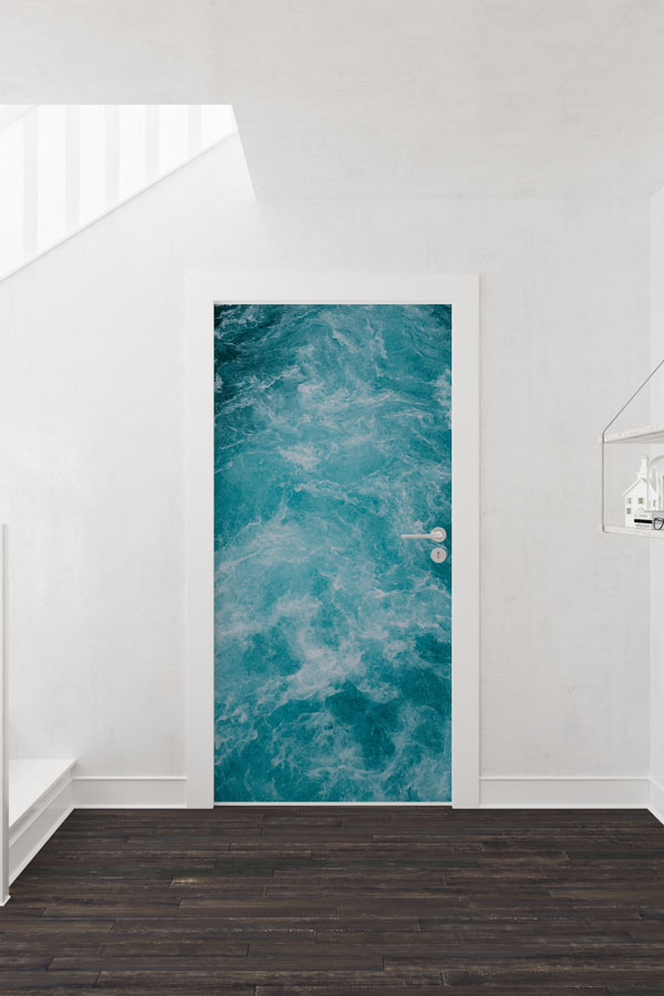 Turkuaz Dalga Dokulu Deniz Görünümlü Kapı Giydirme 9500