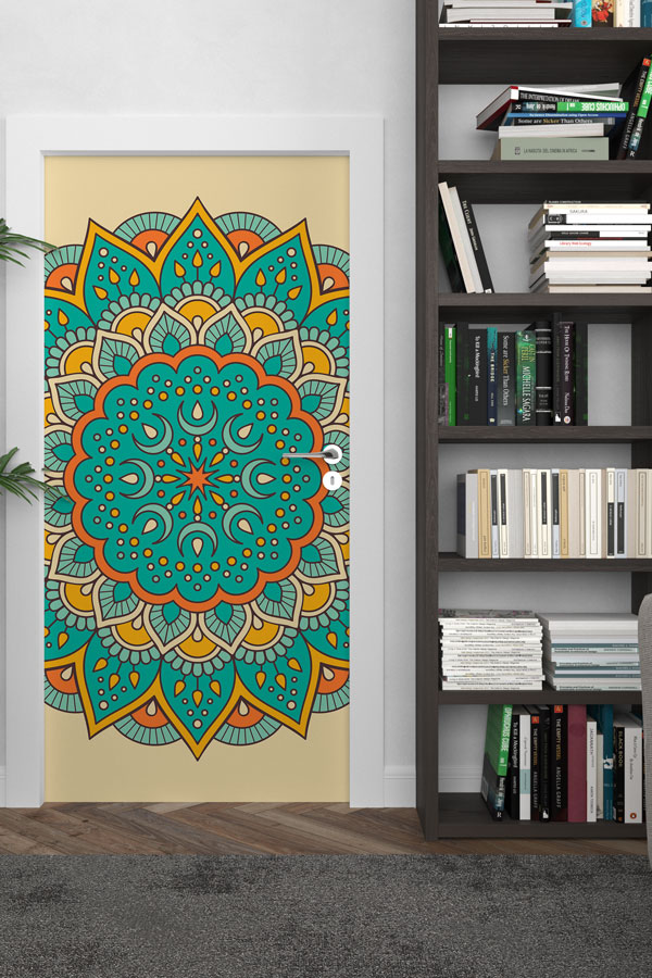 Renkli Mandala Desenli Kapı Giydirme 9524