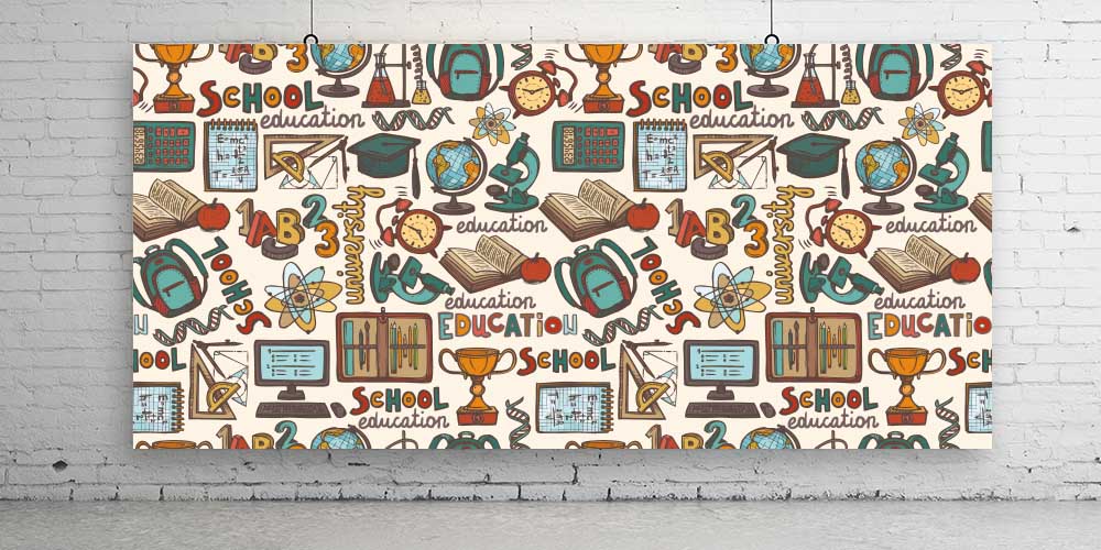 Eğitim ve Okul Materyalleri Desenli Vintage Duvar Kağıdı 1044