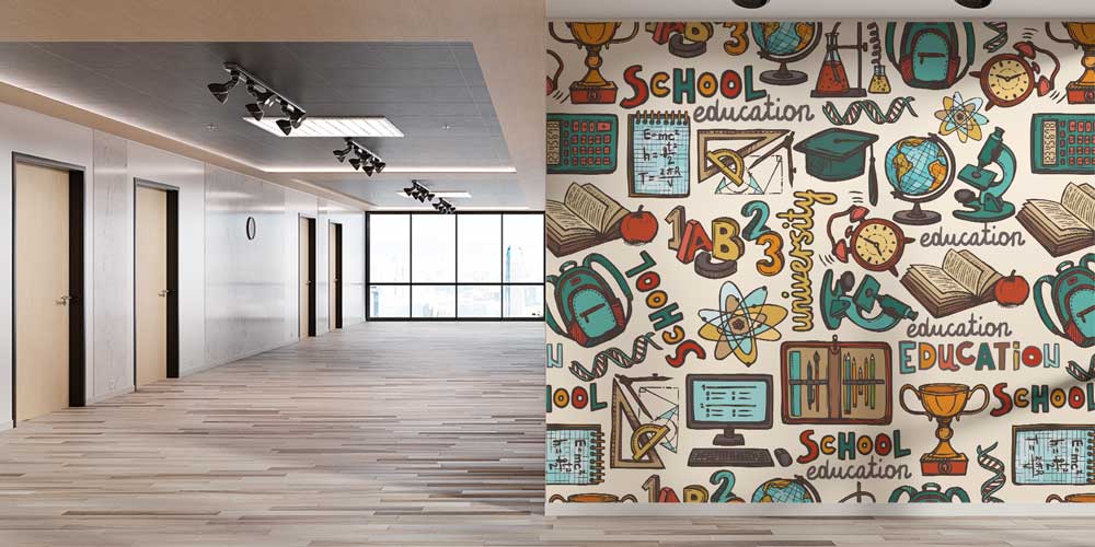 Eğitim ve Okul Materyalleri Desenli Vintage Duvar Kağıdı 1044