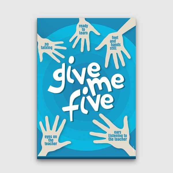 Sınıf Kuralları Motivasyon Poster Tablo Give Me Five – B-540