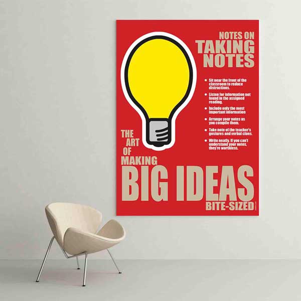 classroom-wall-displays-b-564-01 Not Alma Teknikleri ve Büyük Fikirler Motivasyon Poster Tablo – B-564