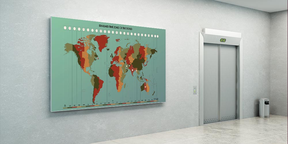 Dünya Saat Dilimleri Haritası Duvar Dekoru - Coğrafya & Sosyal Bilgiler Sınıfı F-116