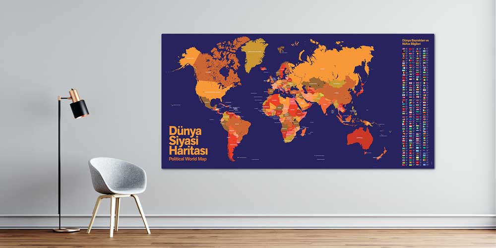 Dünya Siyasi Haritası ve Ülke Bilgileri Duvar Dekoru - Coğrafya Sınıfı F-117