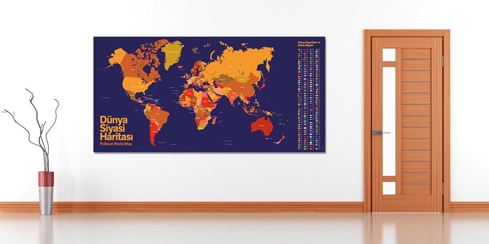 Dünya Siyasi Haritası ve Ülke Bilgileri Duvar Dekoru - Coğrafya Sınıfı F-117