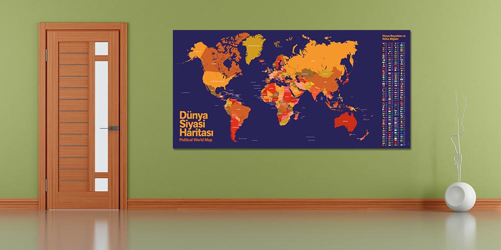 Dünya Siyasi Haritası ve Ülke Bilgileri Duvar Dekoru - Coğrafya Sınıfı F-117