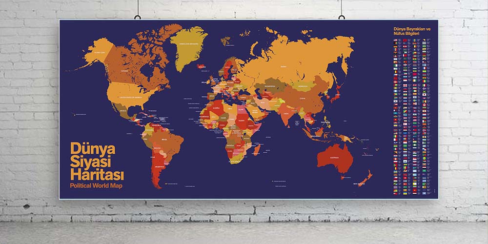 Dünya Siyasi Haritası ve Ülke Bilgileri Duvar Dekoru - Coğrafya Sınıfı F-117