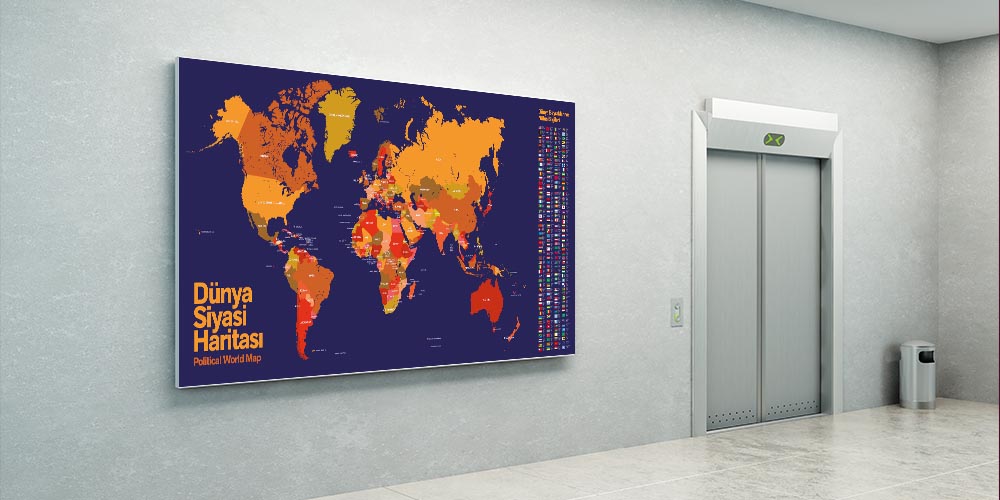 Dünya Siyasi Haritası ve Ülke Bilgileri Duvar Dekoru - Coğrafya Sınıfı F-117