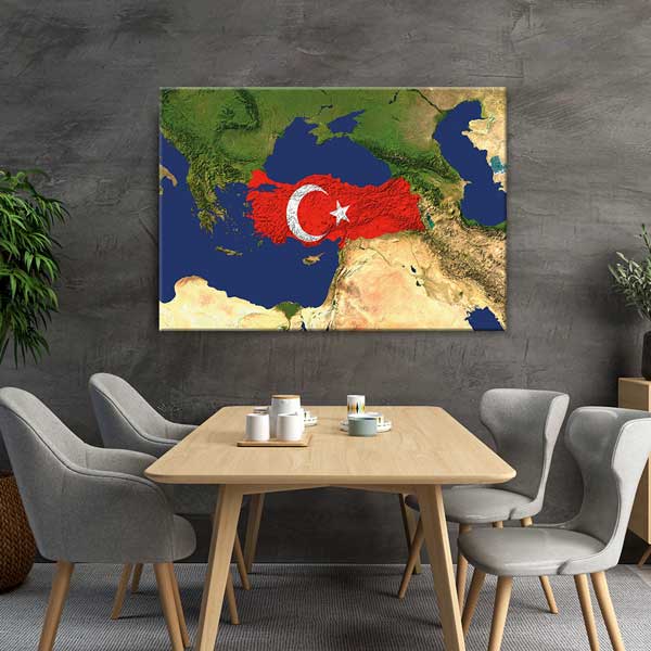 cografya-sinif-posterleri-g-122-01 Türkiye Haritası ve Bayraklı Temalı Dekoratif Tablo - Coğrafya & Sosyal Bilgiler Sınıfı – G-122