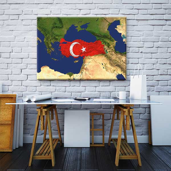 cografya-sinif-posterleri-g-122-02 Türkiye Haritası ve Bayraklı Temalı Dekoratif Tablo - Coğrafya & Sosyal Bilgiler Sınıfı – G-122