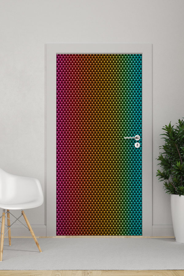 Renkli Mozaik Desenli Kapı Giydirme 8876