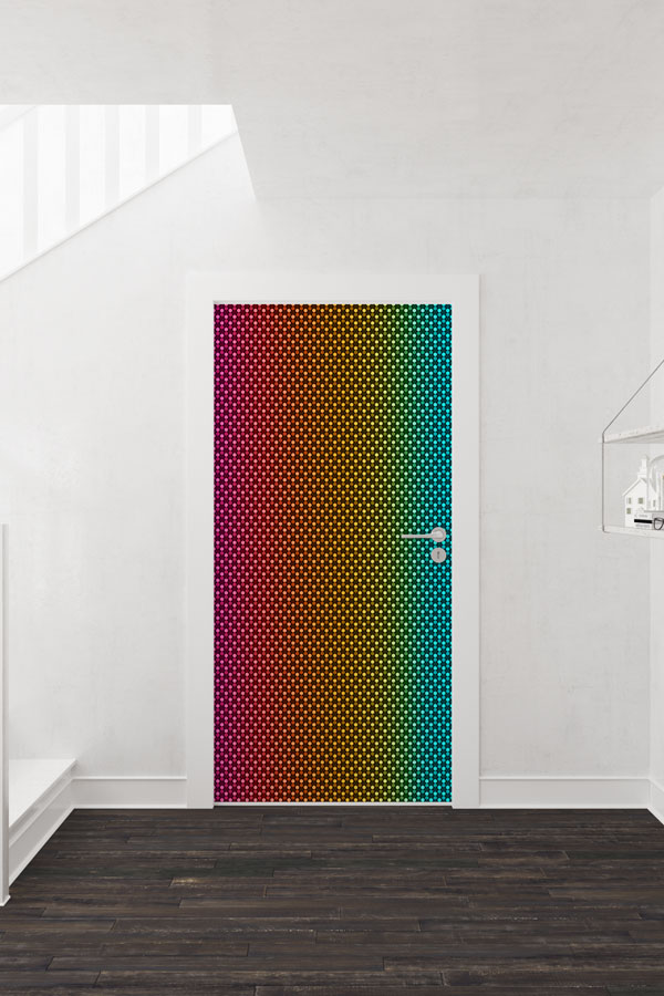 Renkli Mozaik Desenli Kapı Giydirme 8876