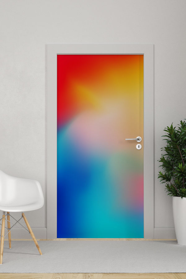 Canlı Renk Degrade Soyut Kapı Giydirme Tasarımı 9255