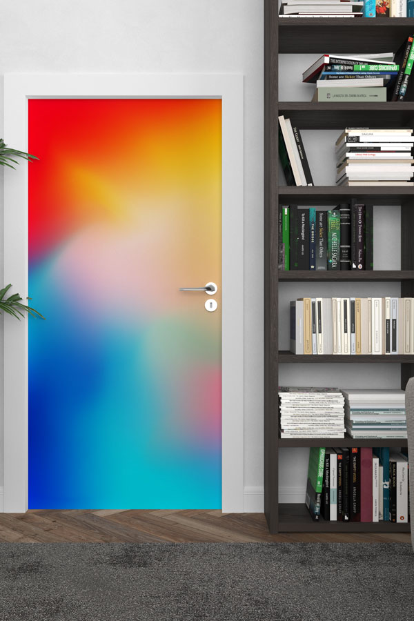 Canlı Renk Degrade Soyut Kapı Giydirme Tasarımı 9255