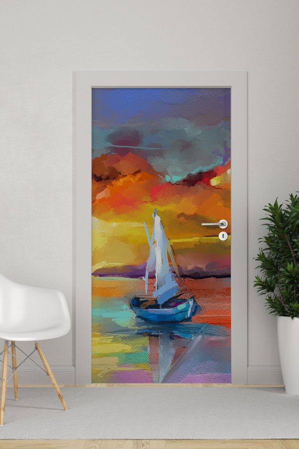 Renkli Gün Batımı Yelkenli Kapı Tasarımı 9266