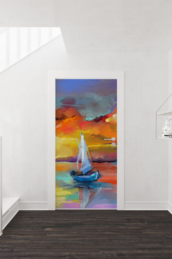 Renkli Gün Batımı Yelkenli Kapı Tasarımı 9266