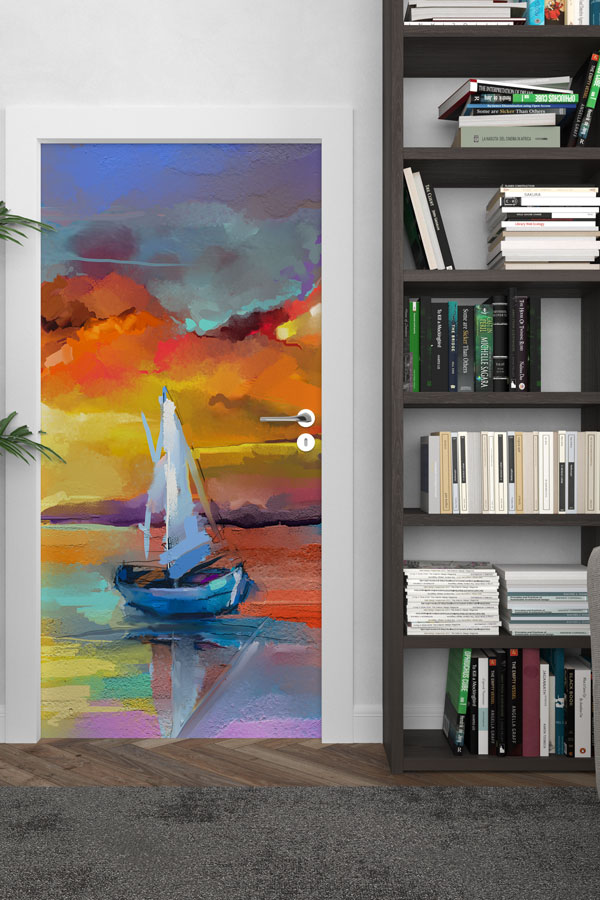 Renkli Gün Batımı Yelkenli Kapı Tasarımı 9266