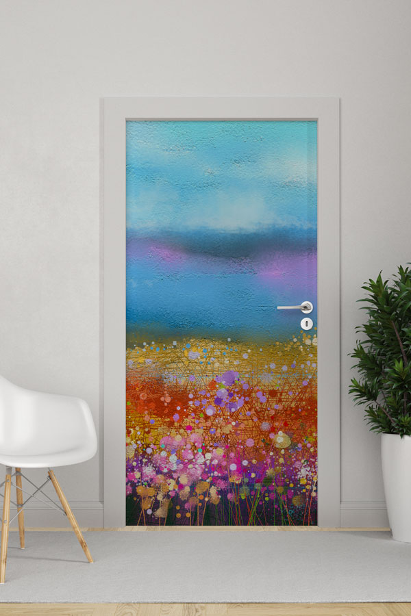 Renkli Çiçek Tarlası Soyut Kapı Tasarımı 9272
