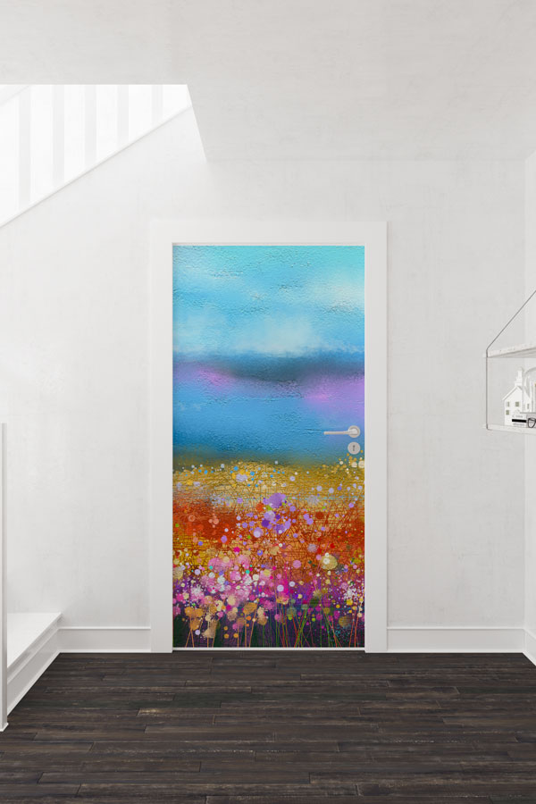 Renkli Çiçek Tarlası Soyut Kapı Tasarımı 9272