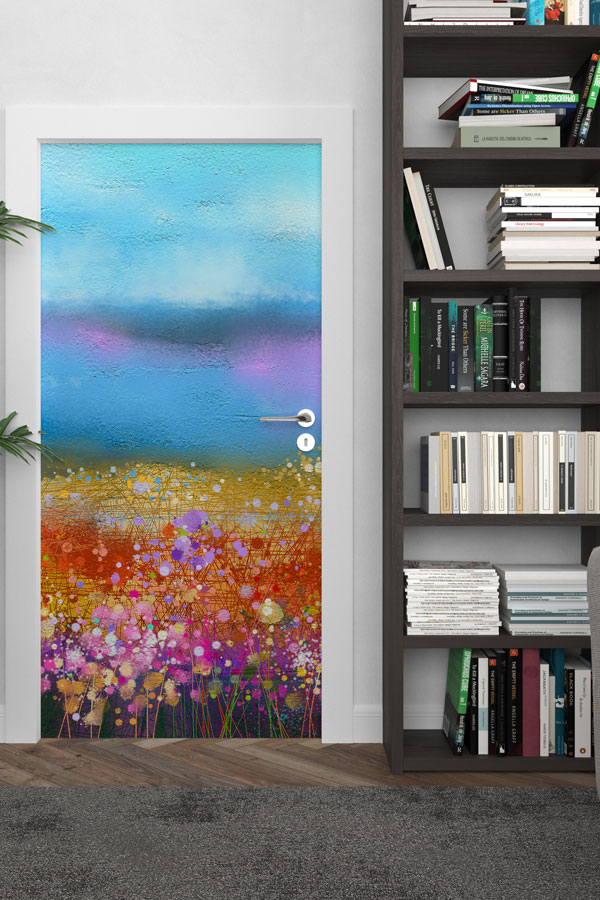 Renkli Çiçek Tarlası Soyut Kapı Tasarımı 9272