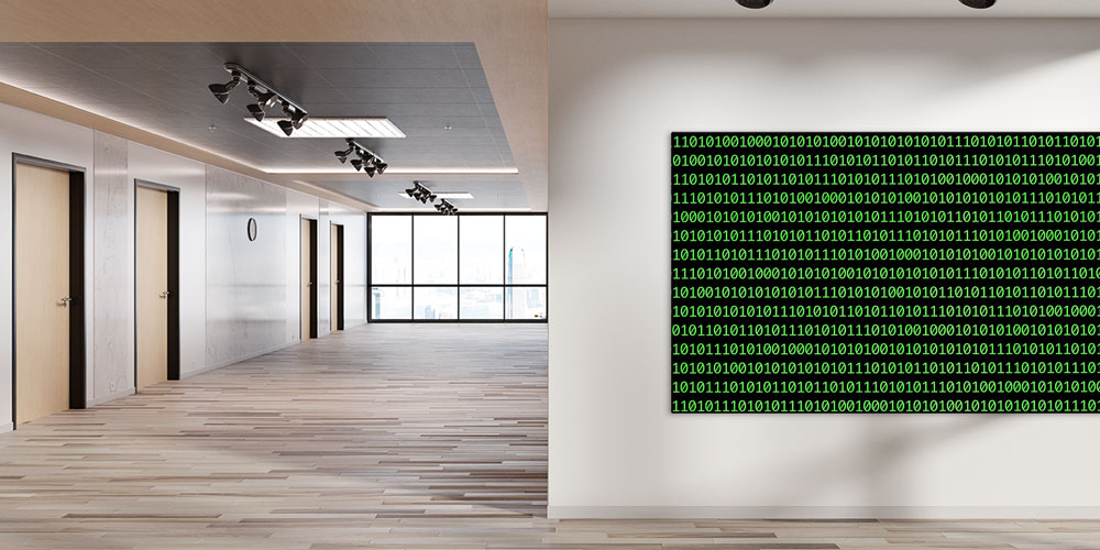 Binary Kod Desenli Modern Teknoloji Temalı Büyük Ebat Duvar Dekoru – 7787-DK