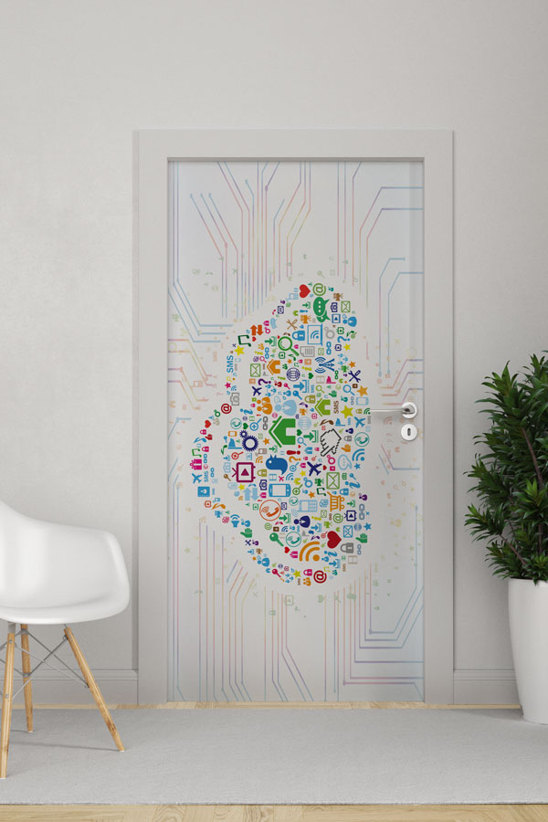 Bulut Bilişim ve IoT İkonları Kapı Giydirme - Bilişim Sınıfı & Teknoloji Odası 8887