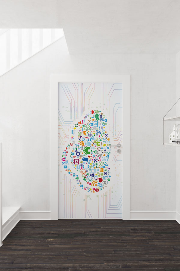 Bulut Bilişim ve IoT İkonları Kapı Giydirme - Bilişim Sınıfı & Teknoloji Odası 8887