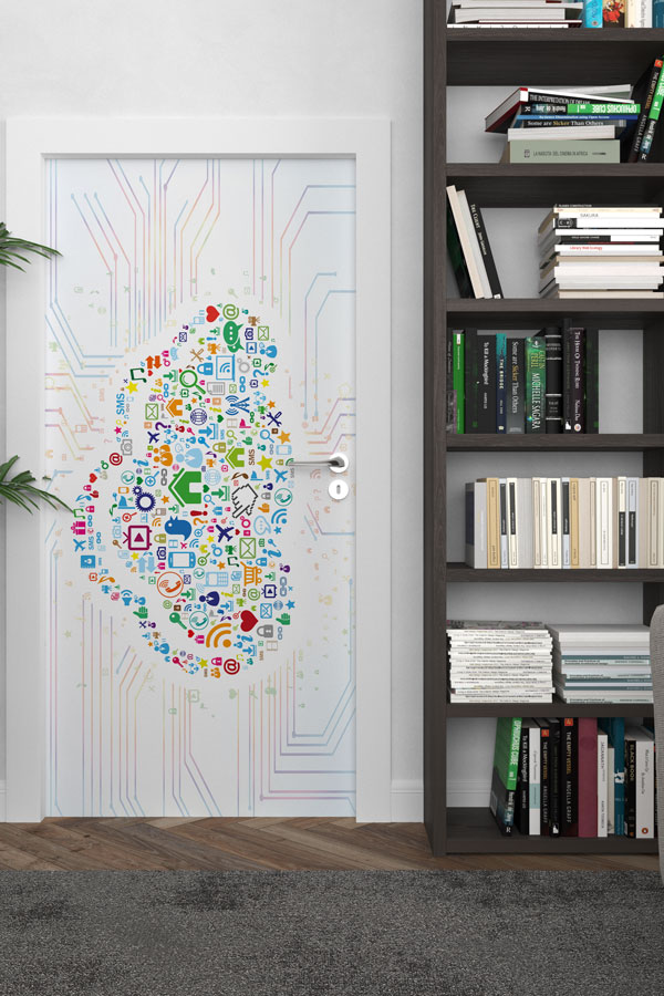 Bulut Bilişim ve IoT İkonları Kapı Giydirme - Bilişim Sınıfı & Teknoloji Odası 8887