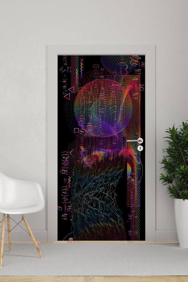 Siberpunk Glitch Efektli Kapı Giydirme - Bilim Kurgu & Teknoloji Temalı 8901