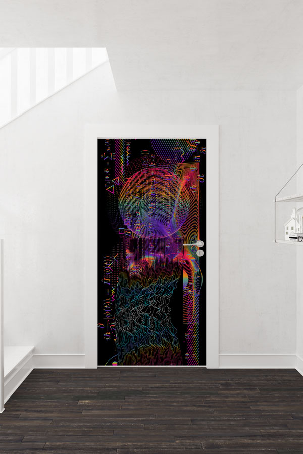 Siberpunk Glitch Efektli Kapı Giydirme - Bilim Kurgu & Teknoloji Temalı 8901