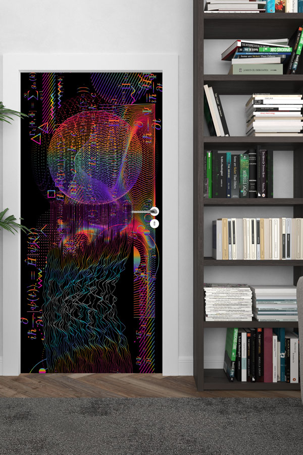 Siberpunk Glitch Efektli Kapı Giydirme - Bilim Kurgu & Teknoloji Temalı 8901