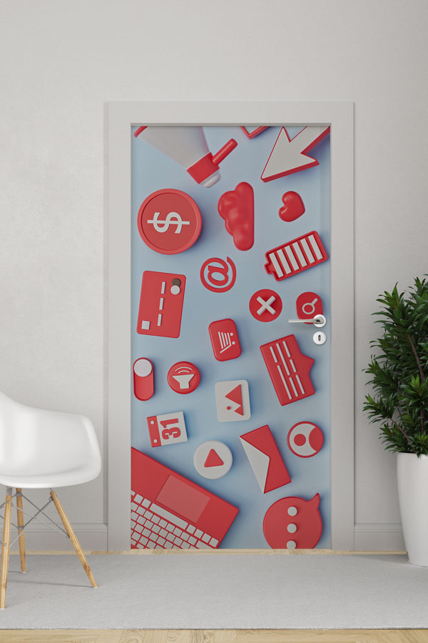 3D Uygulama İkonları Kapı Giydirme - Dijital Tema ve Teknoloji Odaları 8911