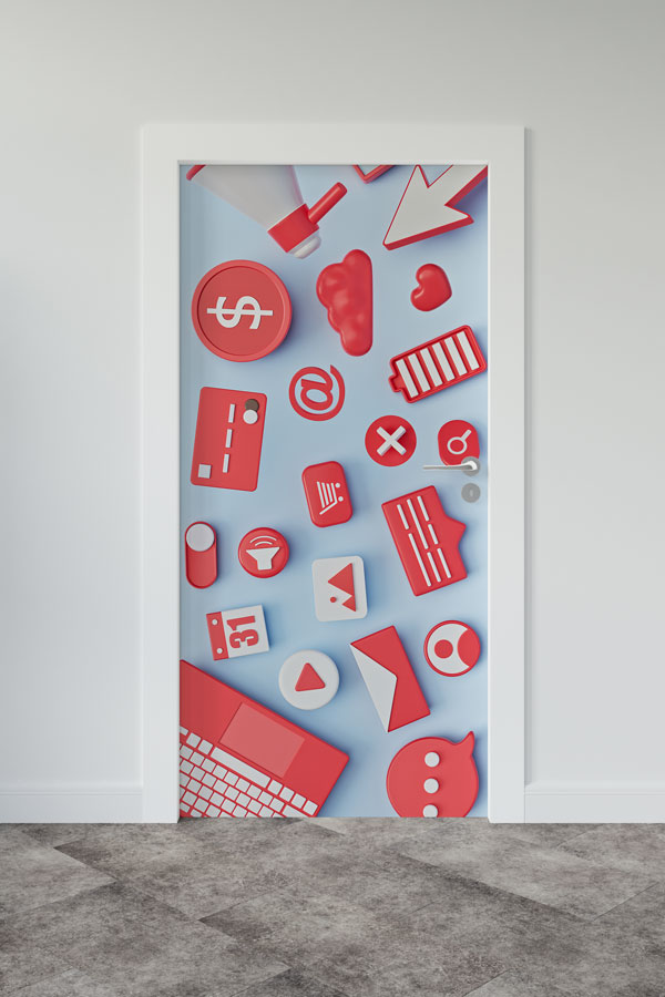 3D Uygulama İkonları Kapı Giydirme - Dijital Tema ve Teknoloji Odaları 8911