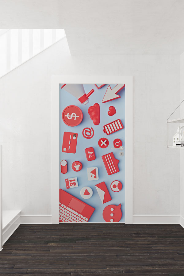 3D Uygulama İkonları Kapı Giydirme - Dijital Tema ve Teknoloji Odaları 8911