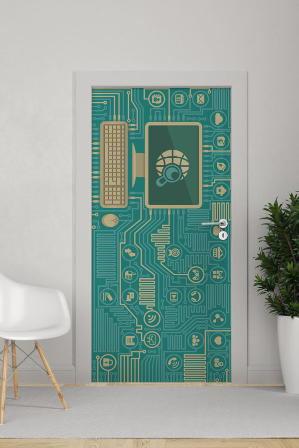 Devre Kartı ve Bilgisayar Temalı Kapı Giydirme - BT Sınıfı & Teknoloji Alanları 8886