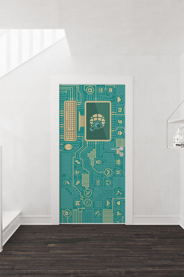 Devre Kartı ve Bilgisayar Temalı Kapı Giydirme - BT Sınıfı & Teknoloji Alanları 8886