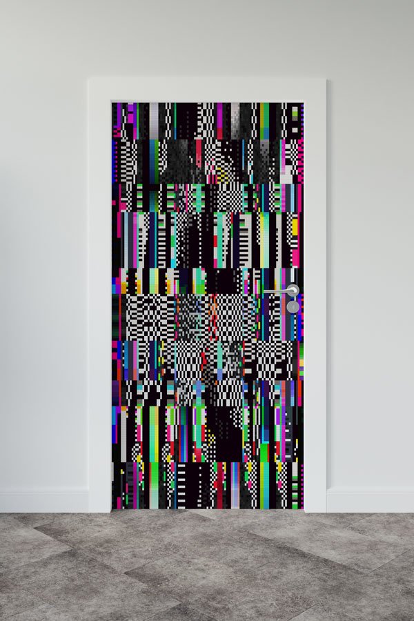 Dijital Bozulma (Glitch) Efektli Kapı Giydirme - Gamer Odası & Dijital Sanat Temalı 8895