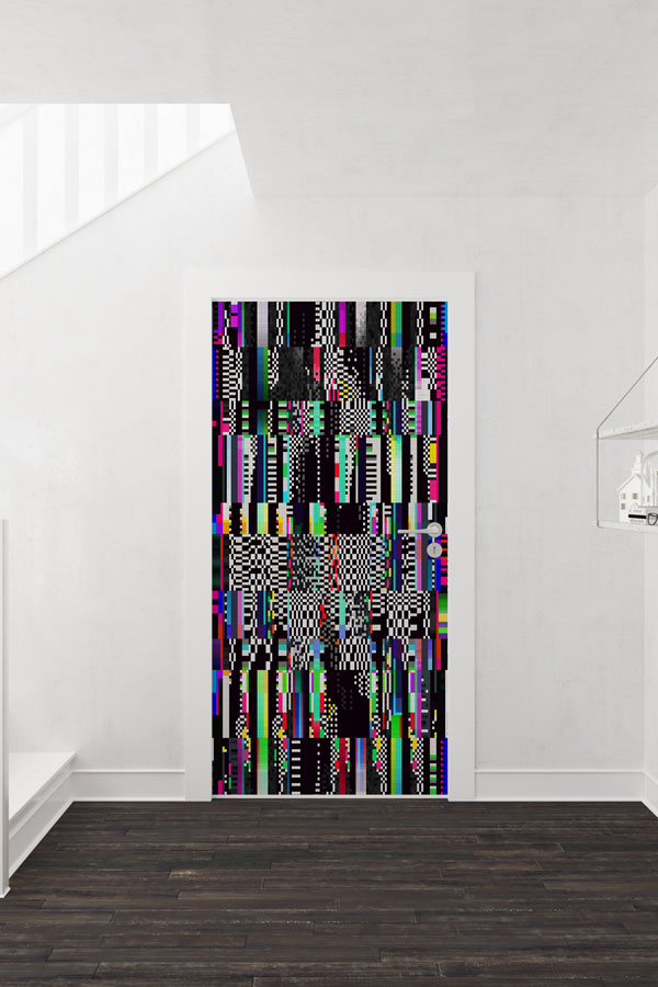 Dijital Bozulma (Glitch) Efektli Kapı Giydirme - Gamer Odası & Dijital Sanat Temalı 8895