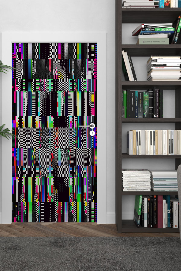 Dijital Bozulma (Glitch) Efektli Kapı Giydirme - Gamer Odası & Dijital Sanat Temalı 8895