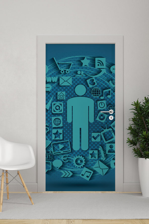 computer-class-door-design-8882-0 Dijital İnsan ve İkonlar Kapı Giydirme - BT Sınıfı & Teknoloji Ofisleri 8882