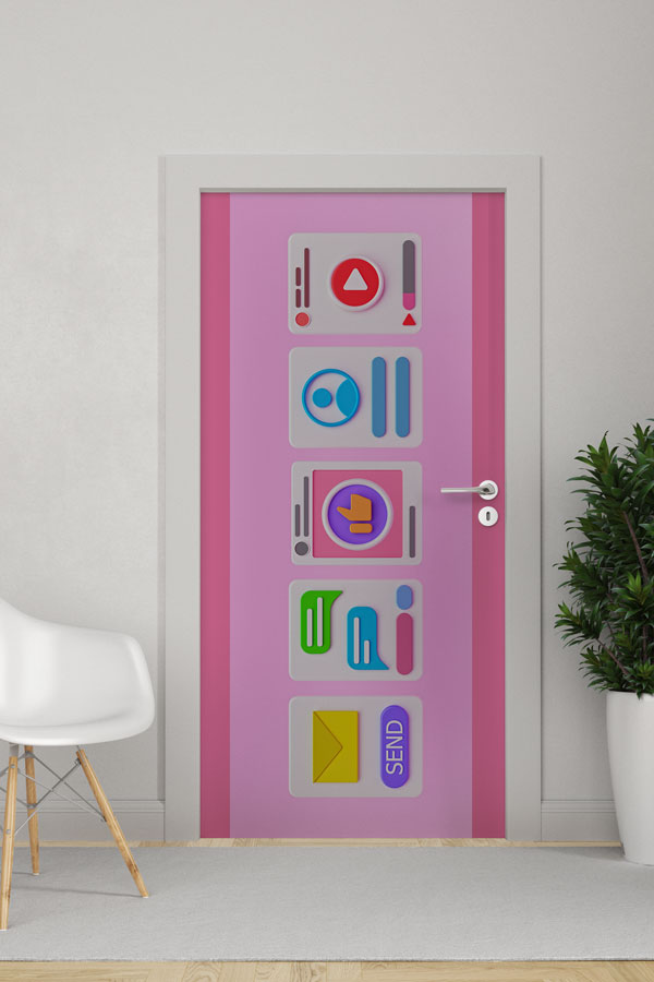 computer-class-door-design-8902-0 Dijital İkonlar ve Uygulamalar Kapı Giydirme - Çocuk & Teknoloji Odası 8902