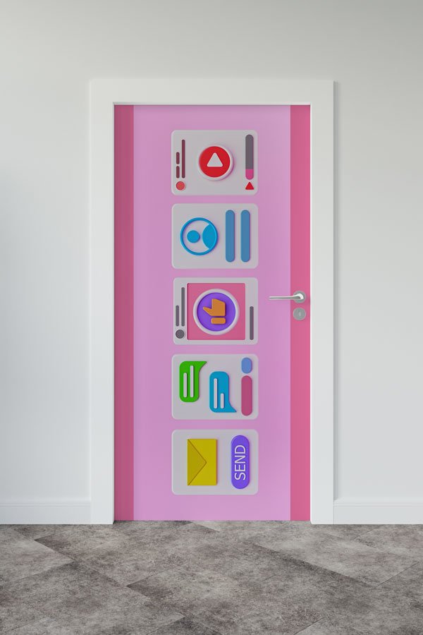 Dijital İkonlar ve Uygulamalar Kapı Giydirme - Çocuk & Teknoloji Odası 8902