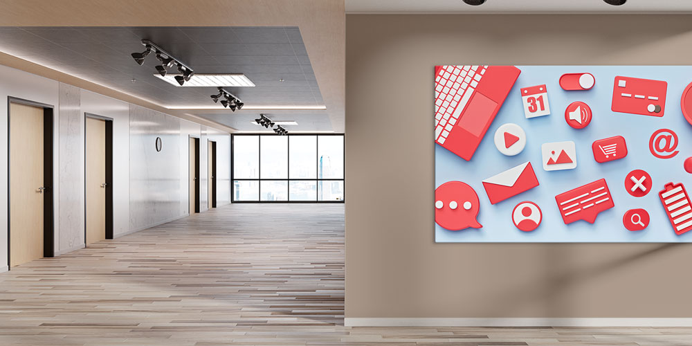Dijital İletişim ve Sosyal Medya Sembolleri Temalı Büyük Ebat Duvar Dekoru 7805