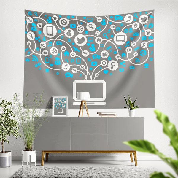 Dizüstü Bilgisayar ve Bağlantı Ağacı Duvar Örtüsü - BT Sınıfı & Dijital İletişim 8272