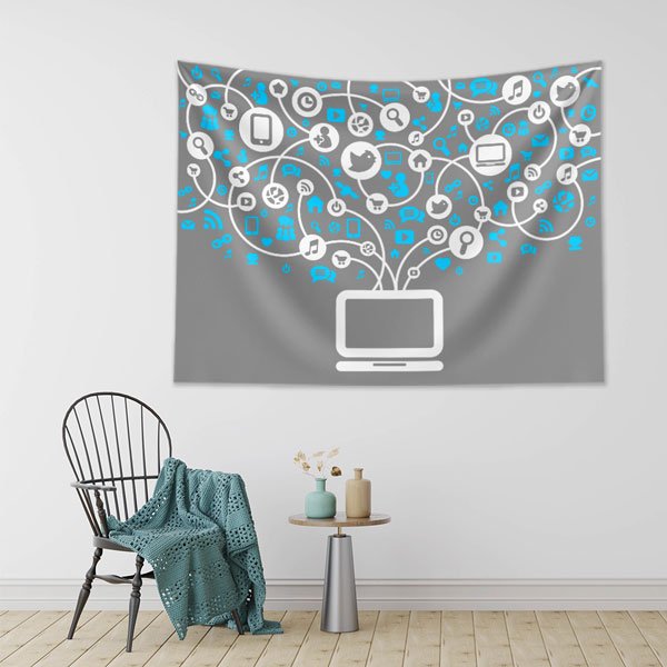 Dizüstü Bilgisayar ve Bağlantı Ağacı Duvar Örtüsü - BT Sınıfı & Dijital İletişim 8272