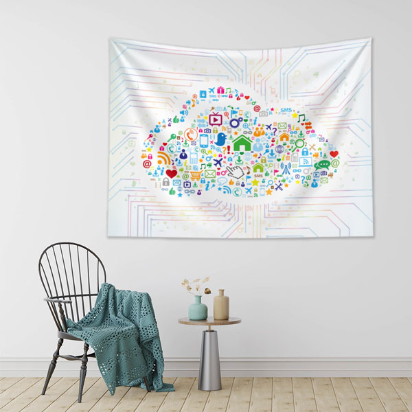 Bulut Bilişim ve IoT Temalı Duvar Örtüsü - Bilişim Sınıfı & Teknoloji Alanları 8273